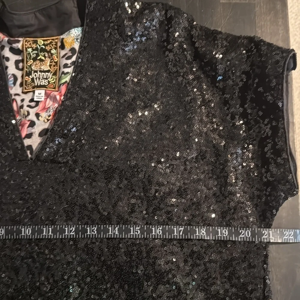Johnny Was Ratana Ombre Black to Green Sequin Mini Dress with Pockets Size Med - Picture 9 of 10